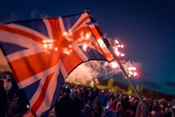 Illuminated British flag