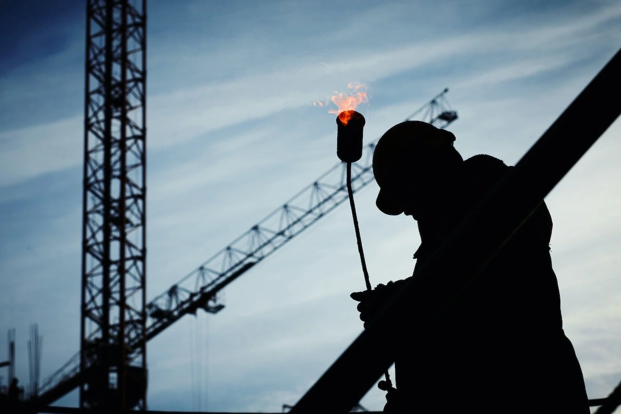 Silhouette of a construction worker 